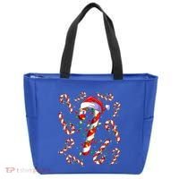 Red And White Candy Cane Santa Christmas Funny Xmas Lights Funny Gift Tote Bag thumb 0