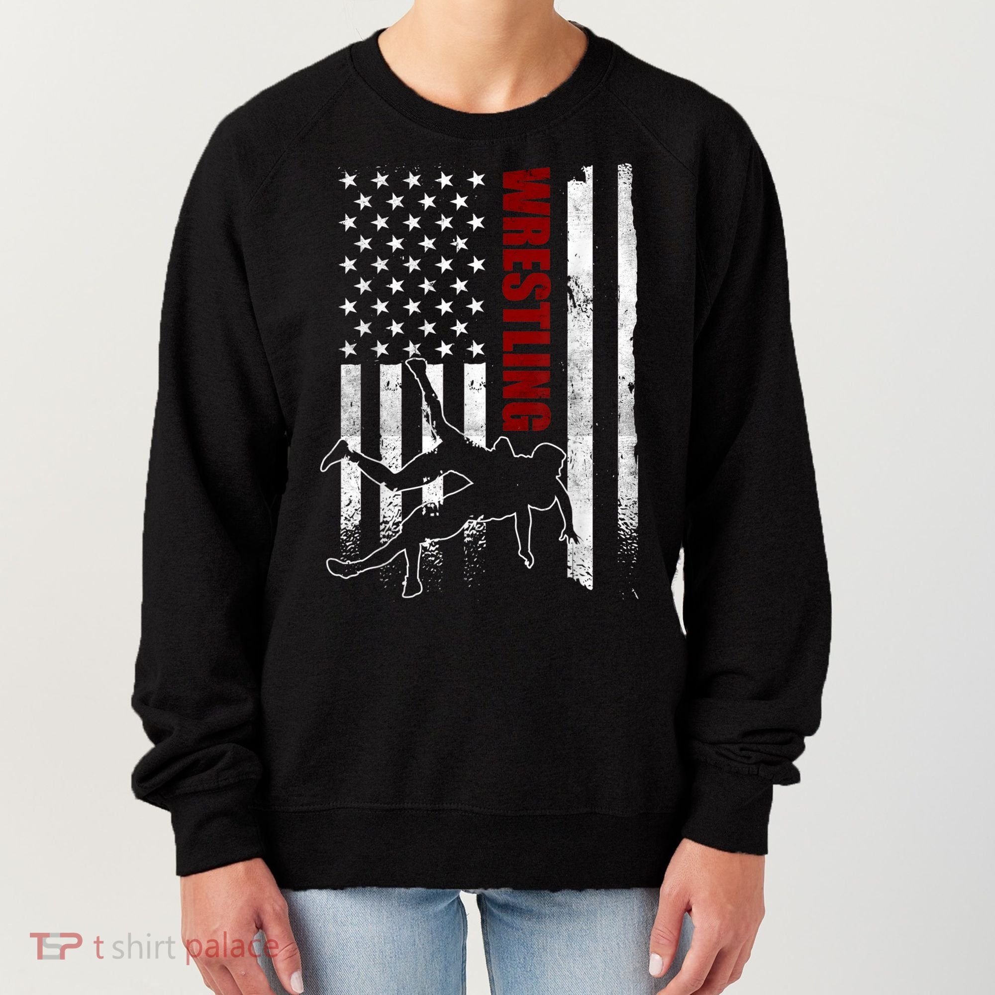 Retro American Wrestling Apparel US Flag Wrestling Women's Sweatshirt