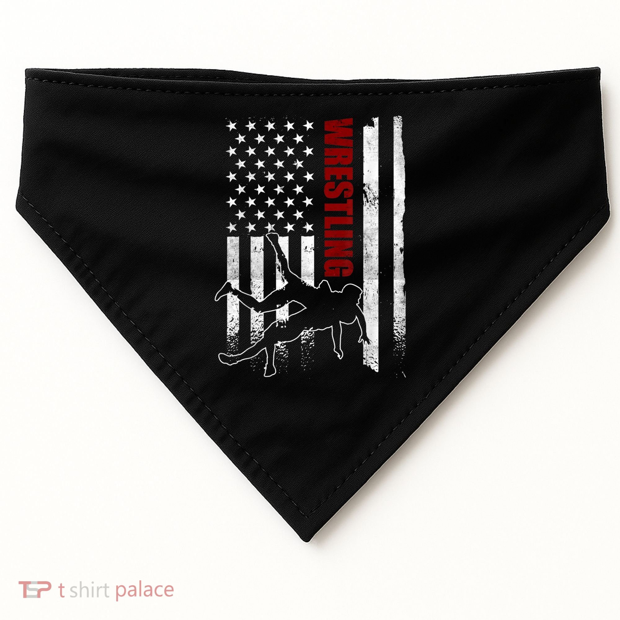 Retro American Wrestling Apparel US Flag Wrestling USA-Made Doggie Bandana