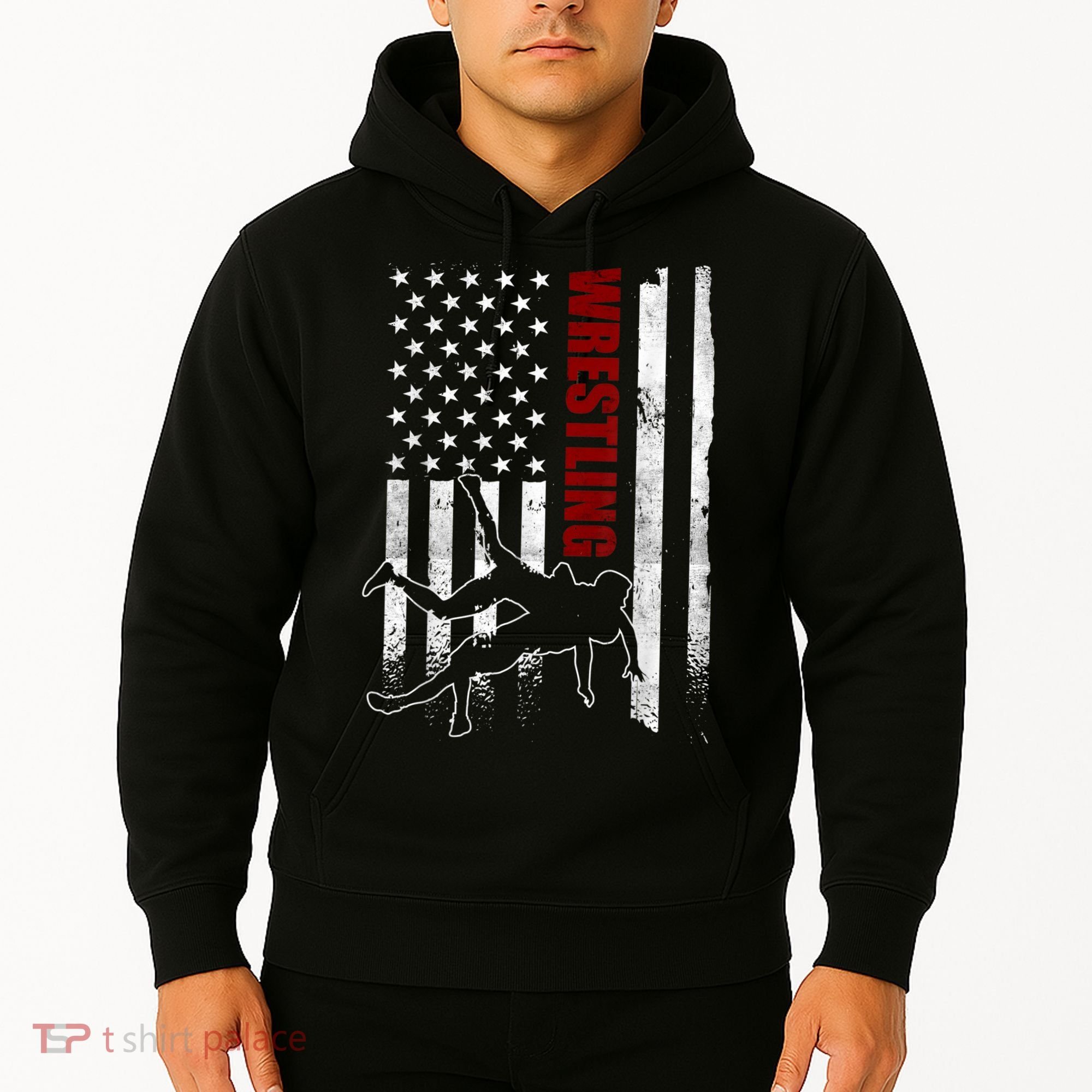 Retro American Wrestling Apparel US Flag Wrestling Hoodie