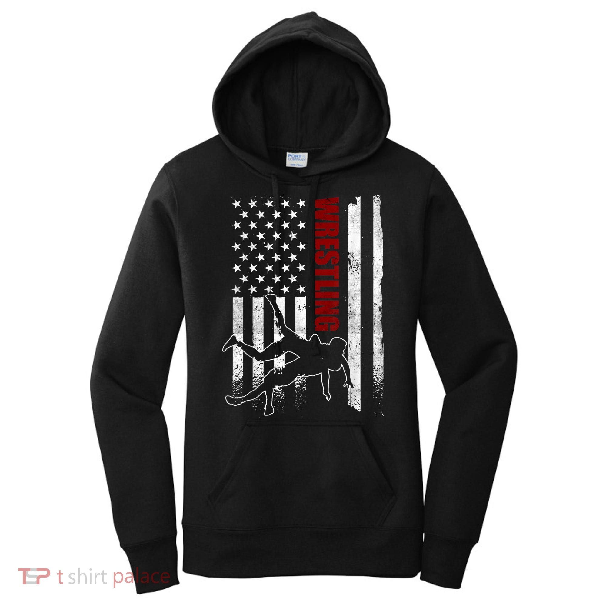 Retro American Wrestling Apparel US Flag Wrestling Women's Hoodie