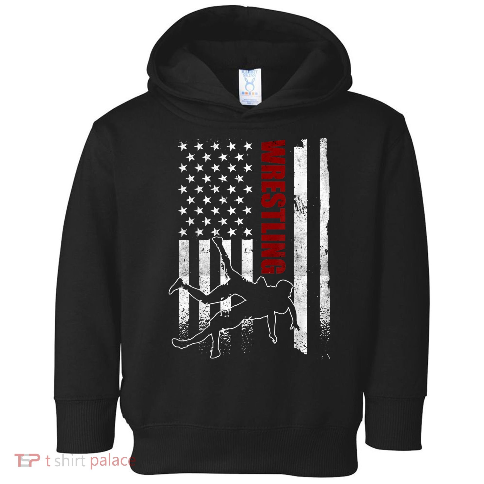 Retro American Wrestling Apparel US Flag Wrestling Toddler Hoodie