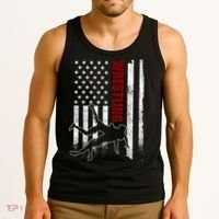 Retro American Wrestling Apparel US Flag Wrestling Tank Top thumb 3