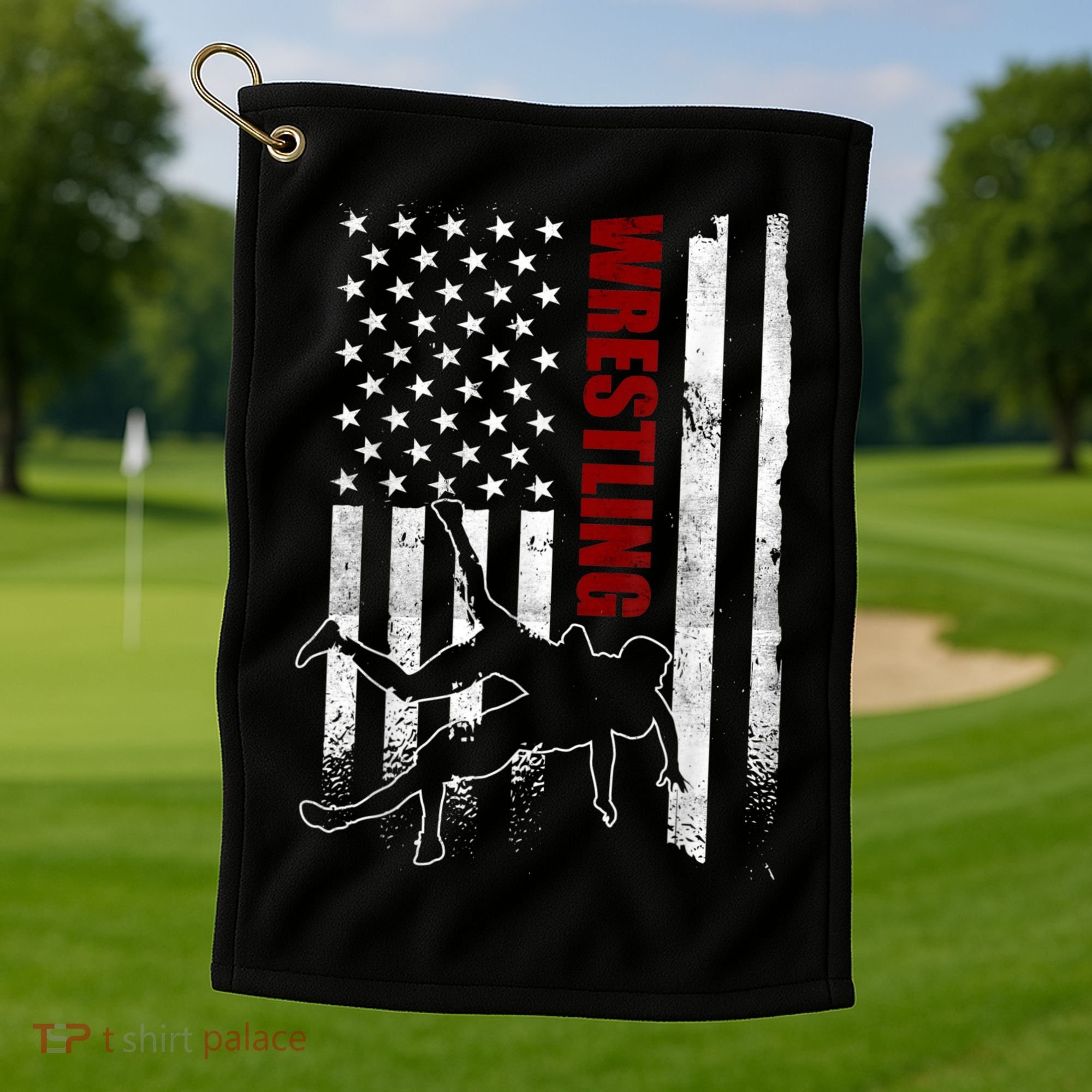 Retro American Wrestling Apparel US Flag Wrestling Golf Towel