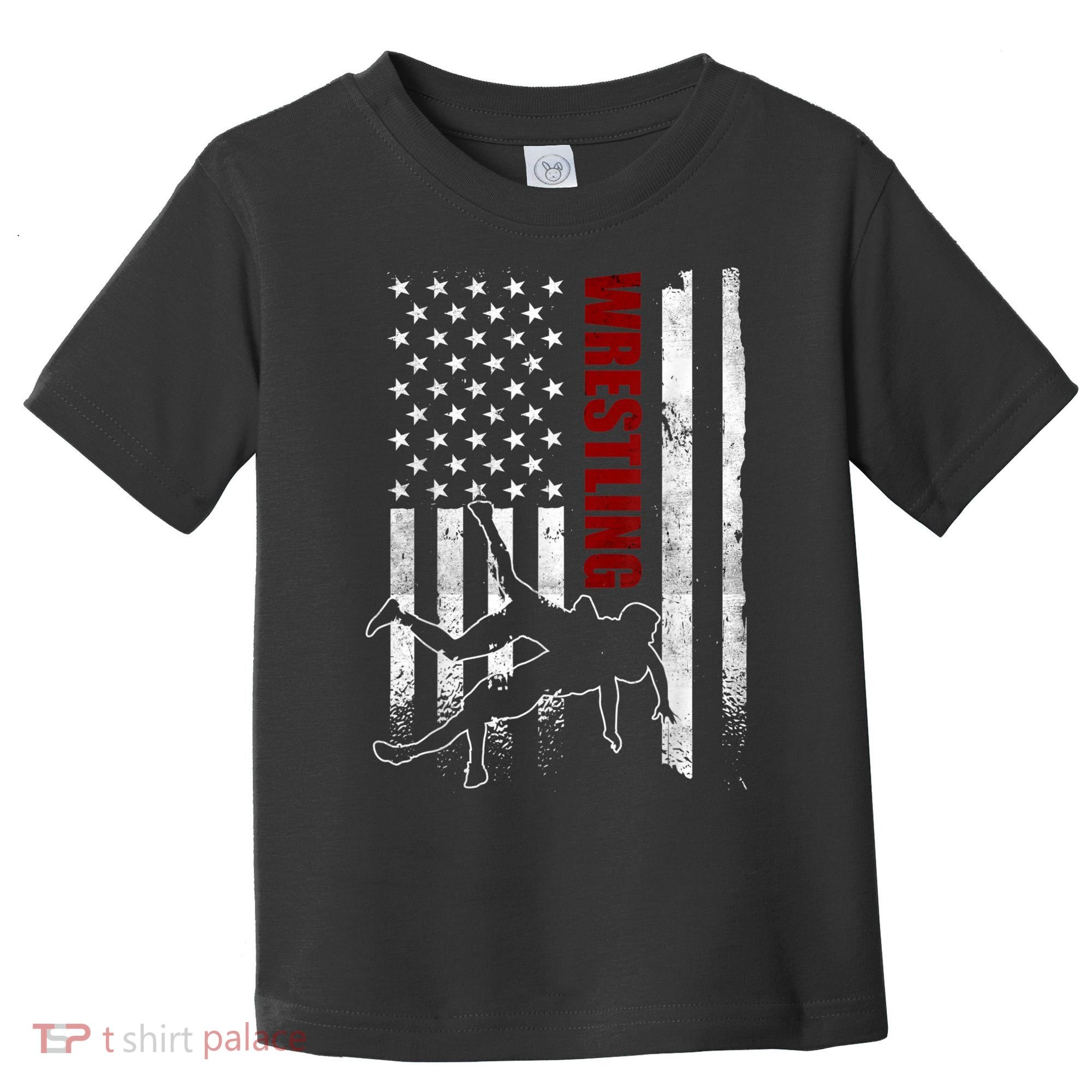 Retro American Wrestling Apparel US Flag Wrestling Toddler T-Shirt