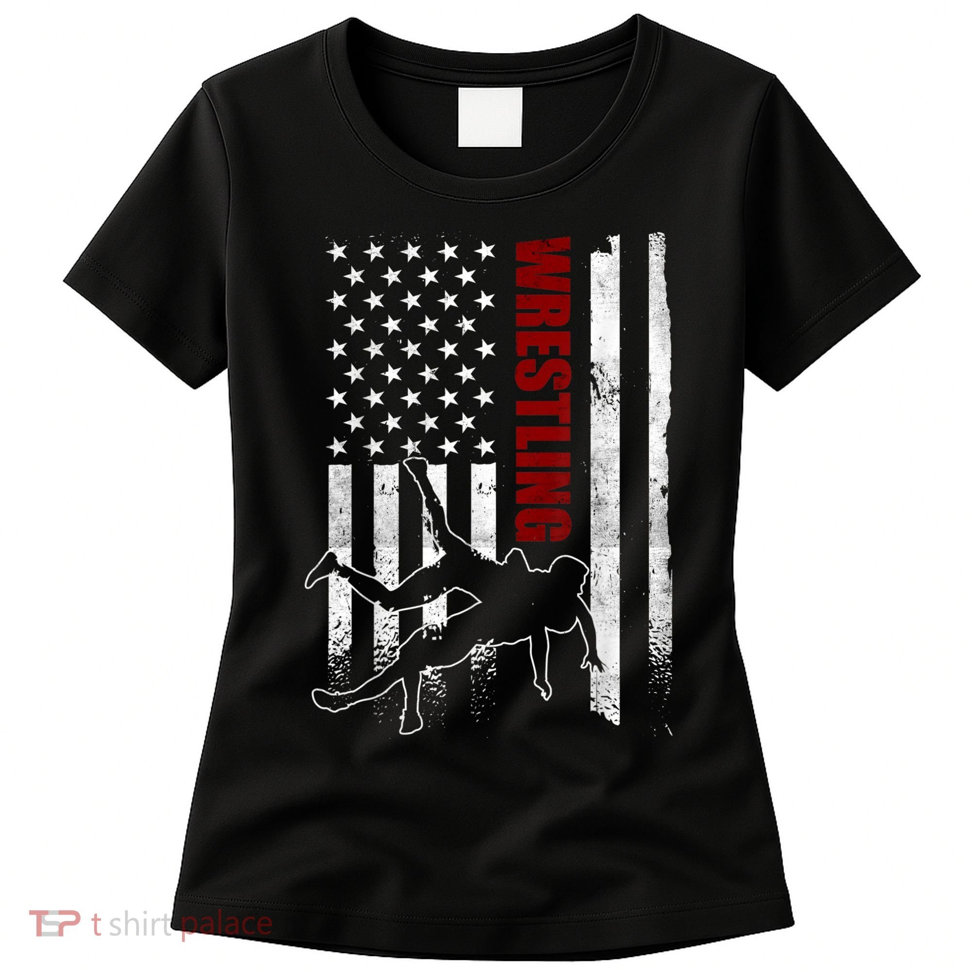 Retro American Wrestling Apparel US Flag Wrestling Women's T-Shirt