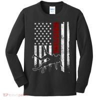 Retro American Wrestling Apparel US Flag Wrestling Kids Long Sleeve Shirt thumb 0