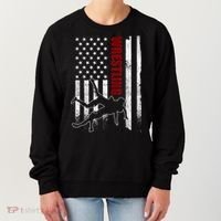 Retro American Wrestling Apparel US Flag Wrestling TShirt Women's Sweatshirt thumb 0