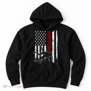 Retro American Wrestling Apparel US Flag Wrestling TShirt Hoodie
