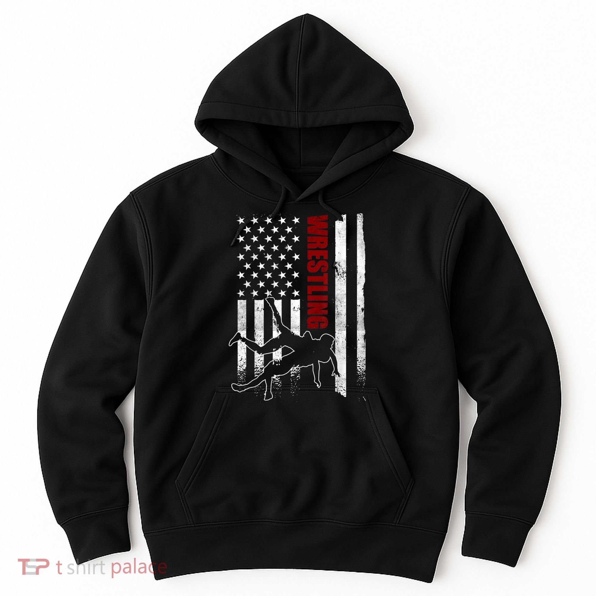 Retro American Wrestling Apparel US Flag Wrestling TShirt Hoodie
