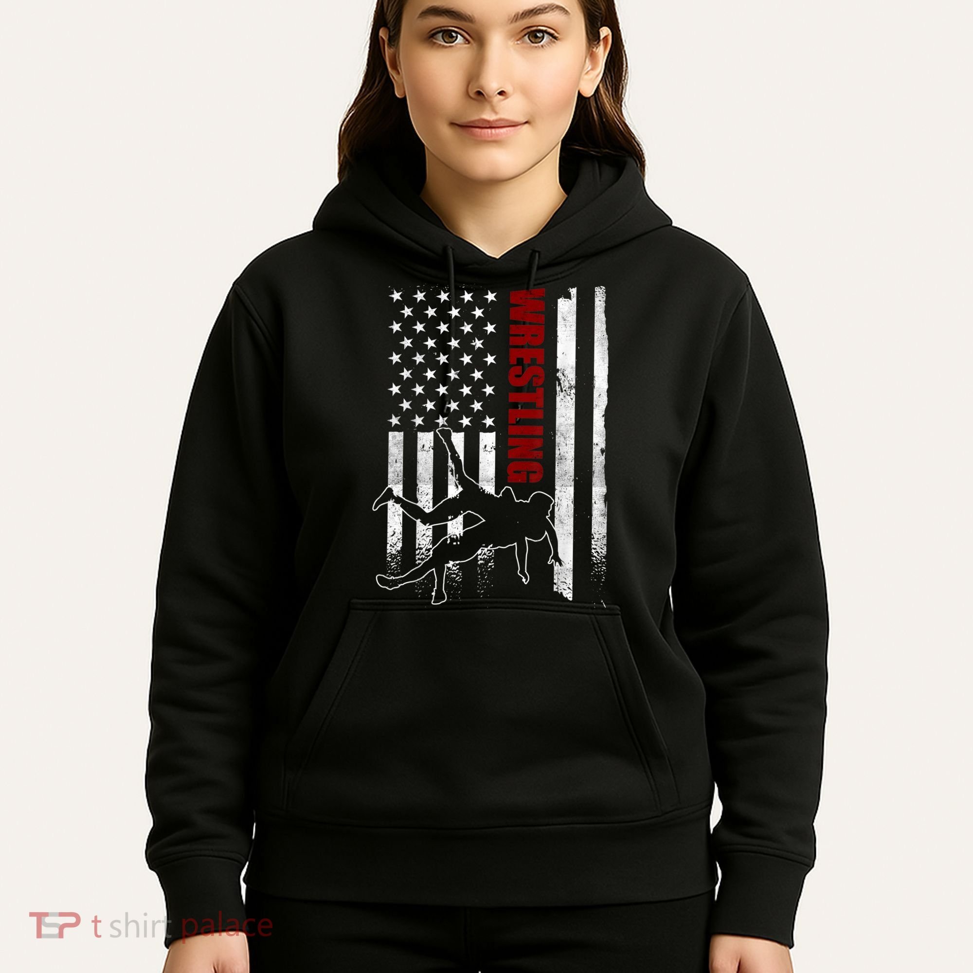 Retro American Wrestling Apparel US Flag Wrestling TShirt Hoodie