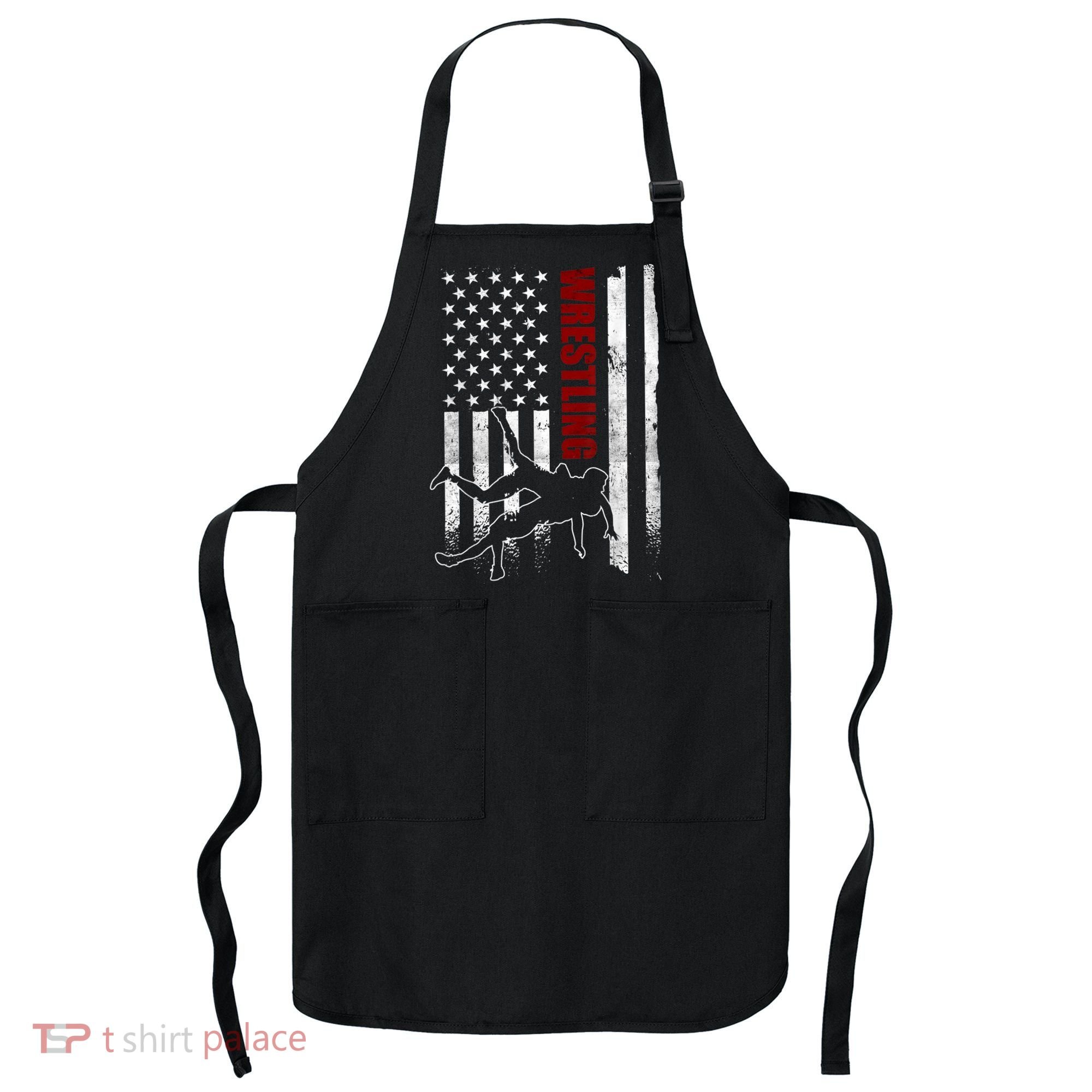 Retro American Wrestling Apparel US Flag Wrestling TShirt Apron