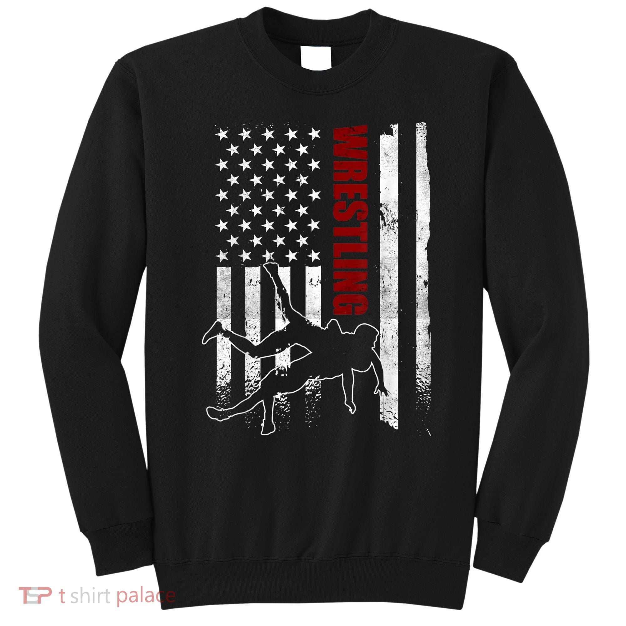 Retro American Wrestling Apparel US Flag Wrestling TShirt Sweatshirt