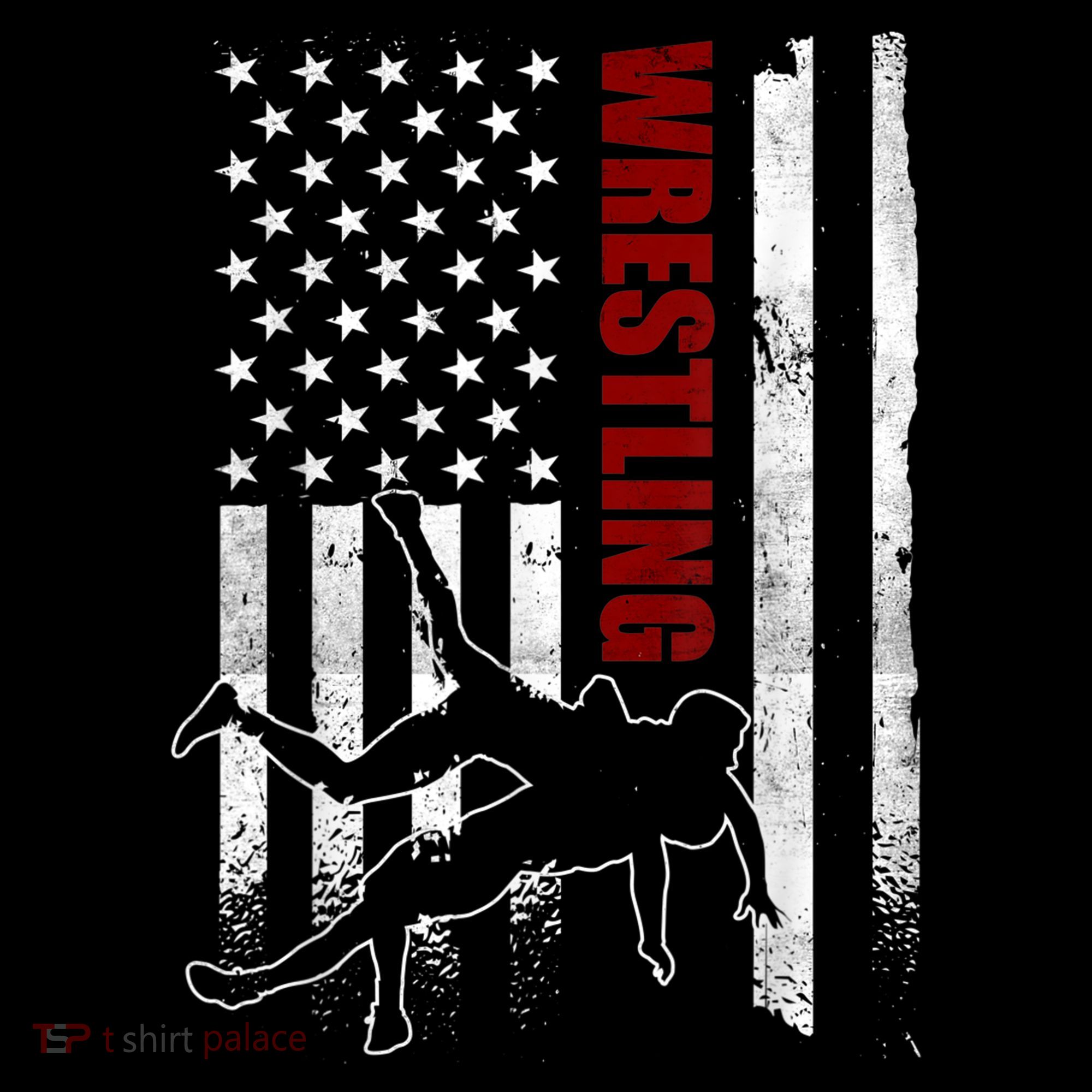 Retro American Wrestling Apparel US Flag Wrestling TShirt Women's Hoodie
