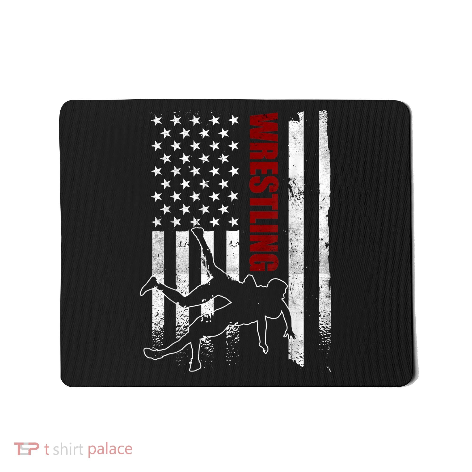 Retro American Wrestling Apparel US Flag Wrestling TShirt Mousepad