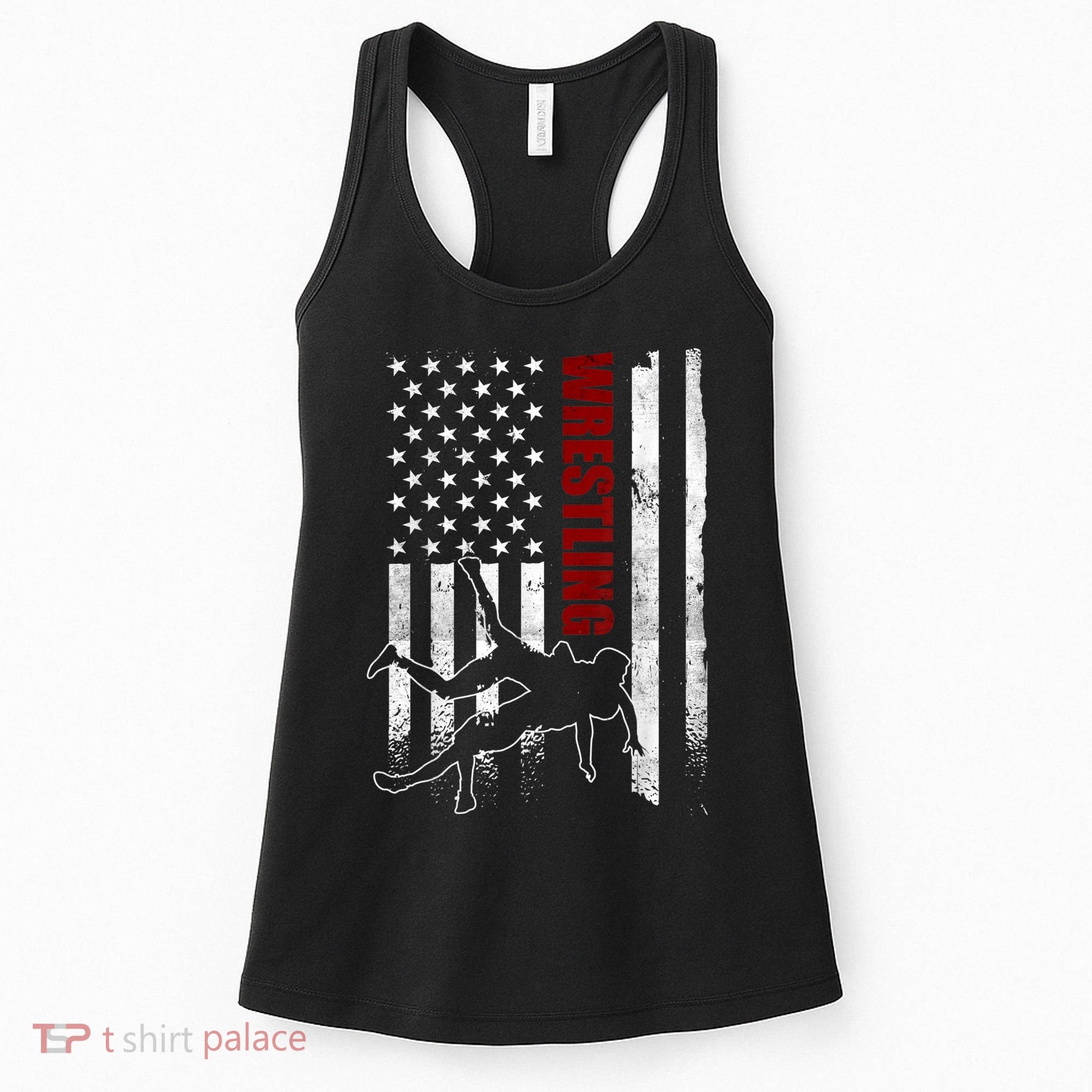 Retro American Wrestling Apparel US Flag Wrestling TShirt Women's Tank Top
