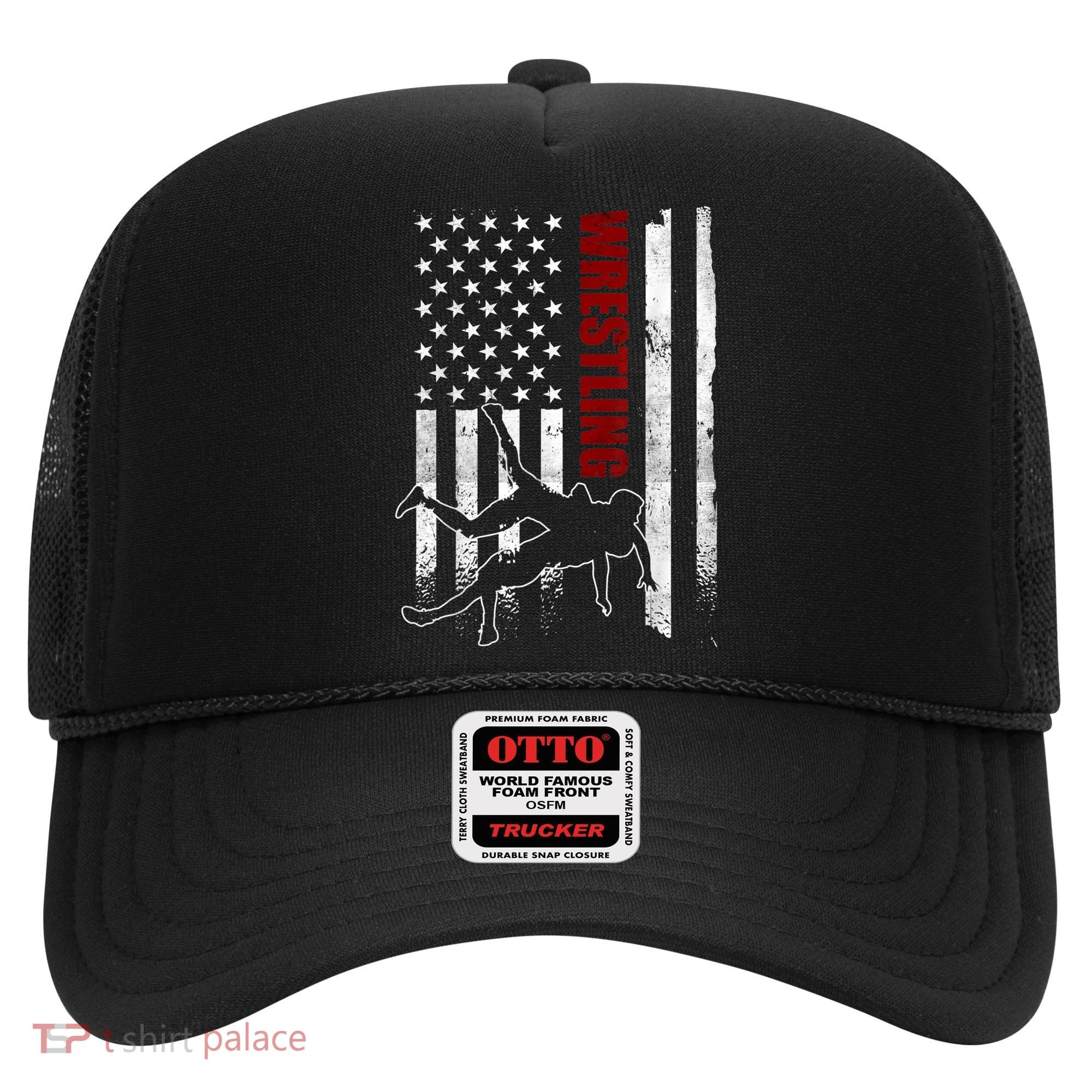 Retro American Wrestling Apparel US Flag Wrestling TShirt Hat