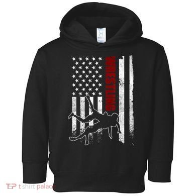 Retro American Wrestling Apparel US Flag Wrestling TShirt Toddler Hoodie