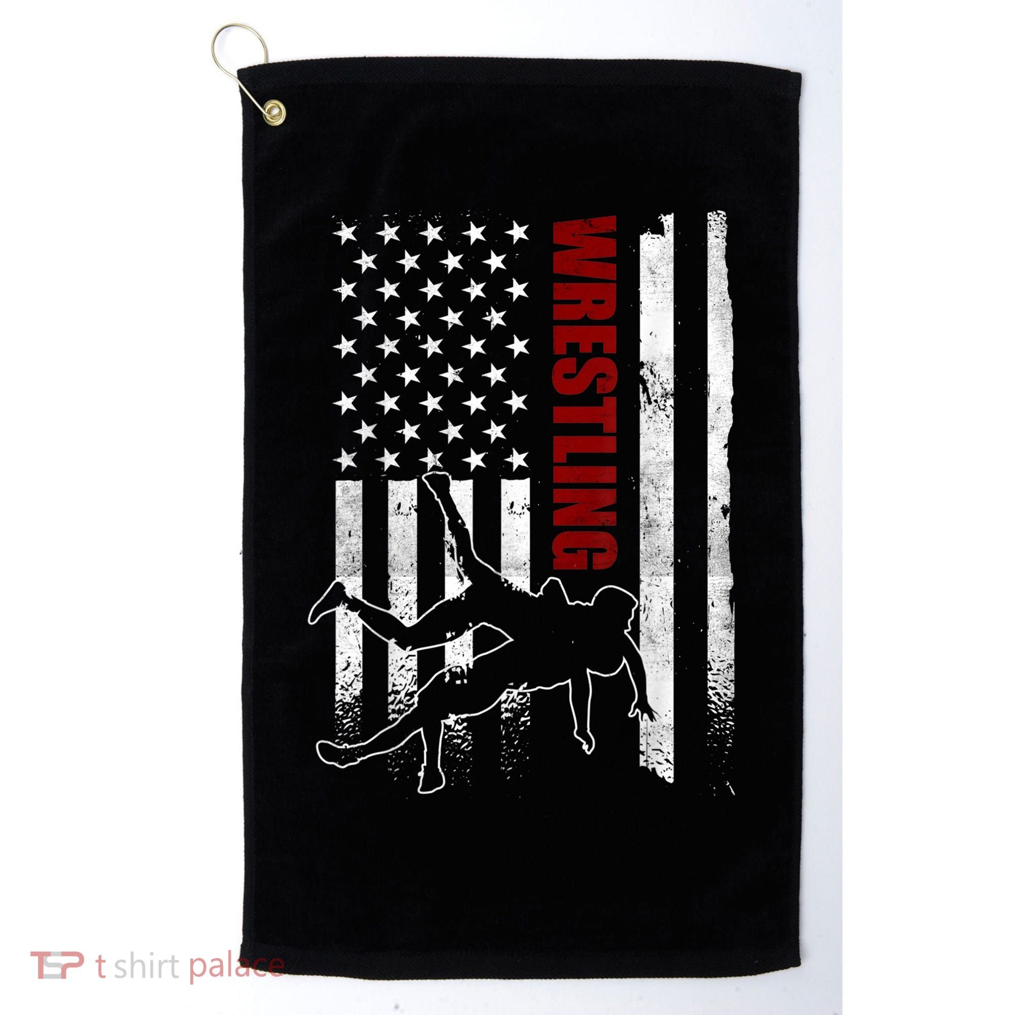 Retro American Wrestling Apparel US Flag Wrestling TShirt Golf Towel