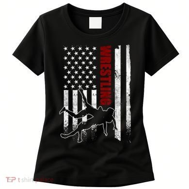 Retro American Wrestling Apparel US Flag Wrestling TShirt Women's T-Shirt
