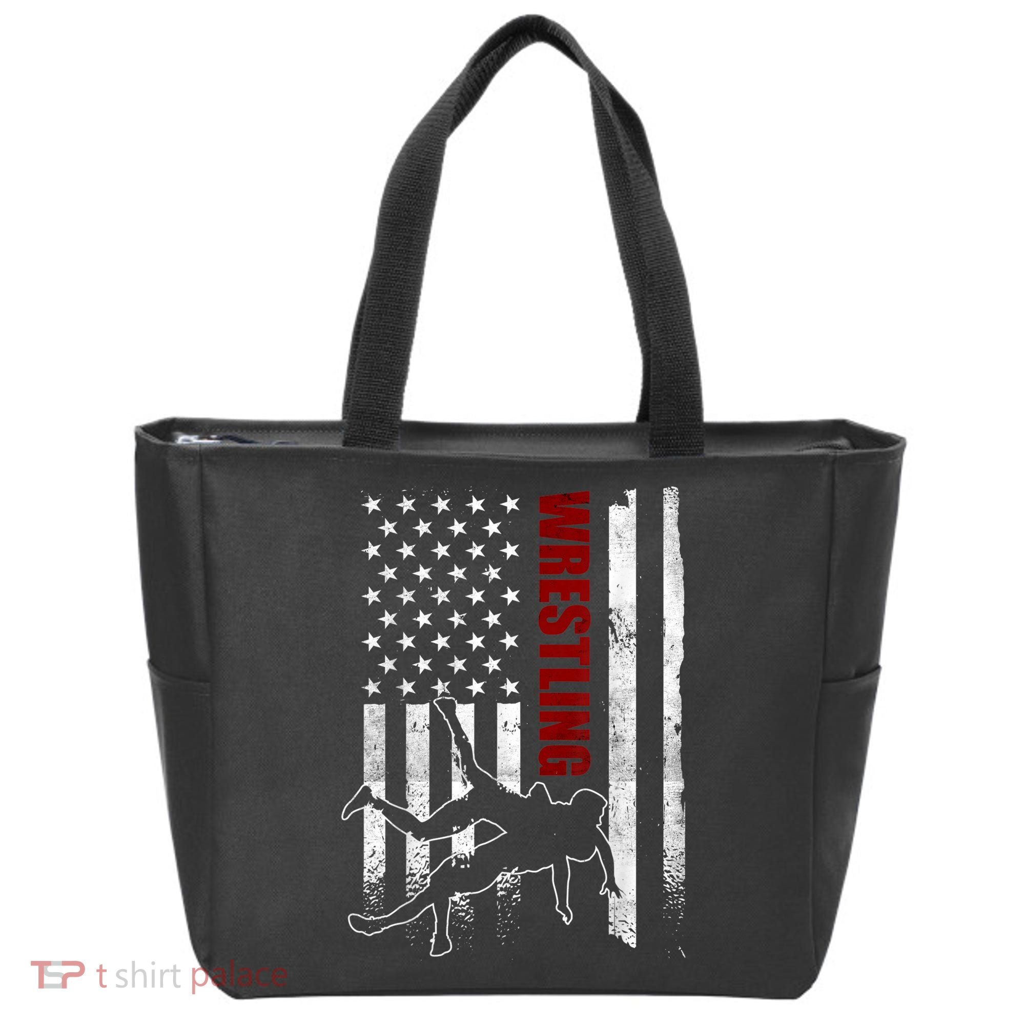 Retro American Wrestling Apparel US Flag Wrestling TShirt Tote Bag