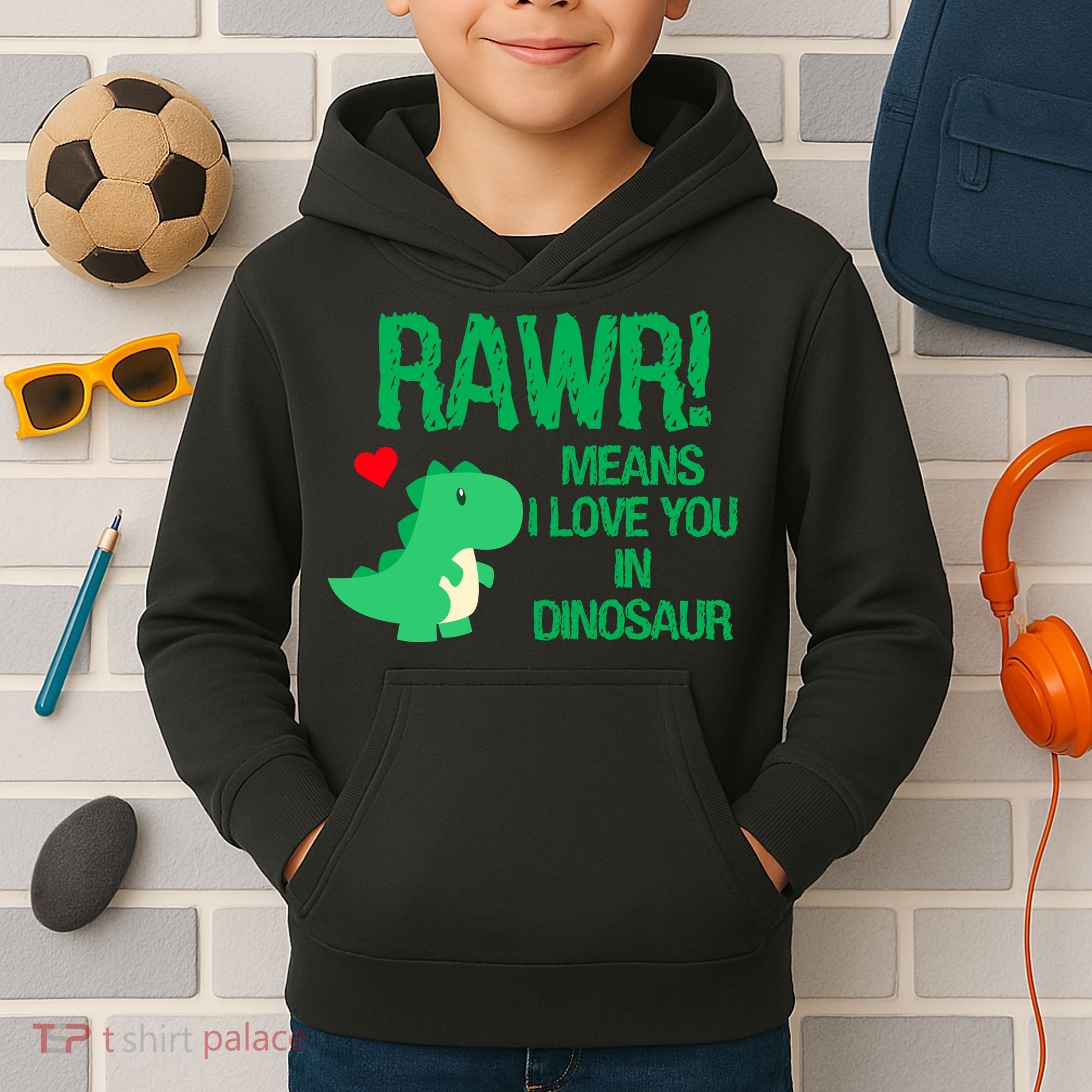 Rawr Means I Love You In Dinosaur Kids Hoodie