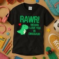 Rawr Means I Love You In Dinosaur Kids T-Shirt thumb 3