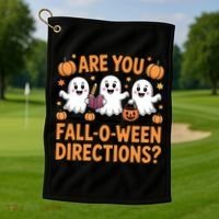 Retro Are You Fall O Ween Directions Teacher Halloween Golf Towel thumb 1
