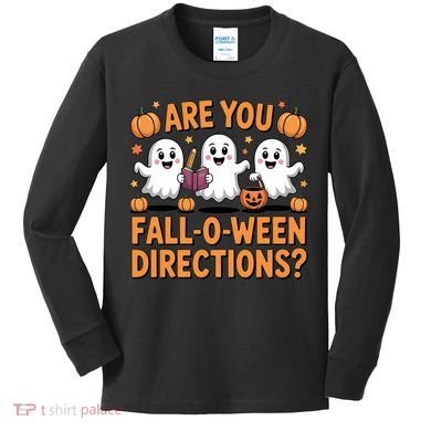 Retro Are You Fall O Ween Directions Teacher Halloween Kids Long Sleeve Shirt
