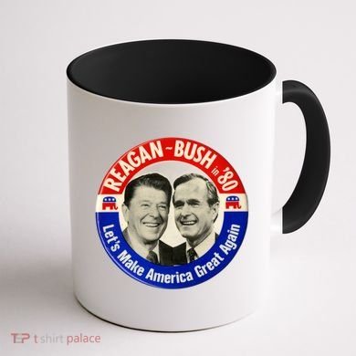 Reagan Bush 1980 Let's Make America Great Again Coffee Mug back