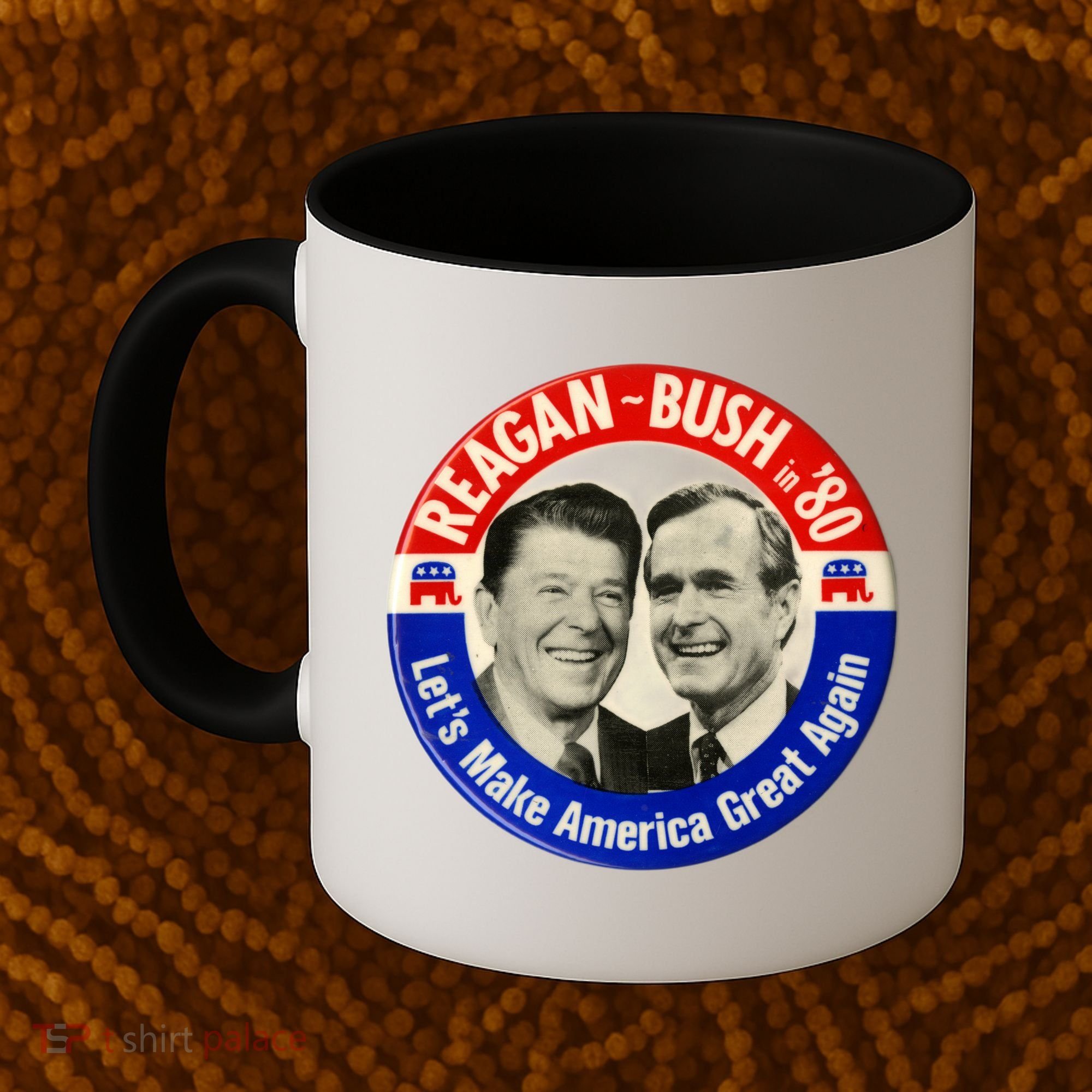 Reagan Bush 1980 Let's Make America Great Again Coffee Mug