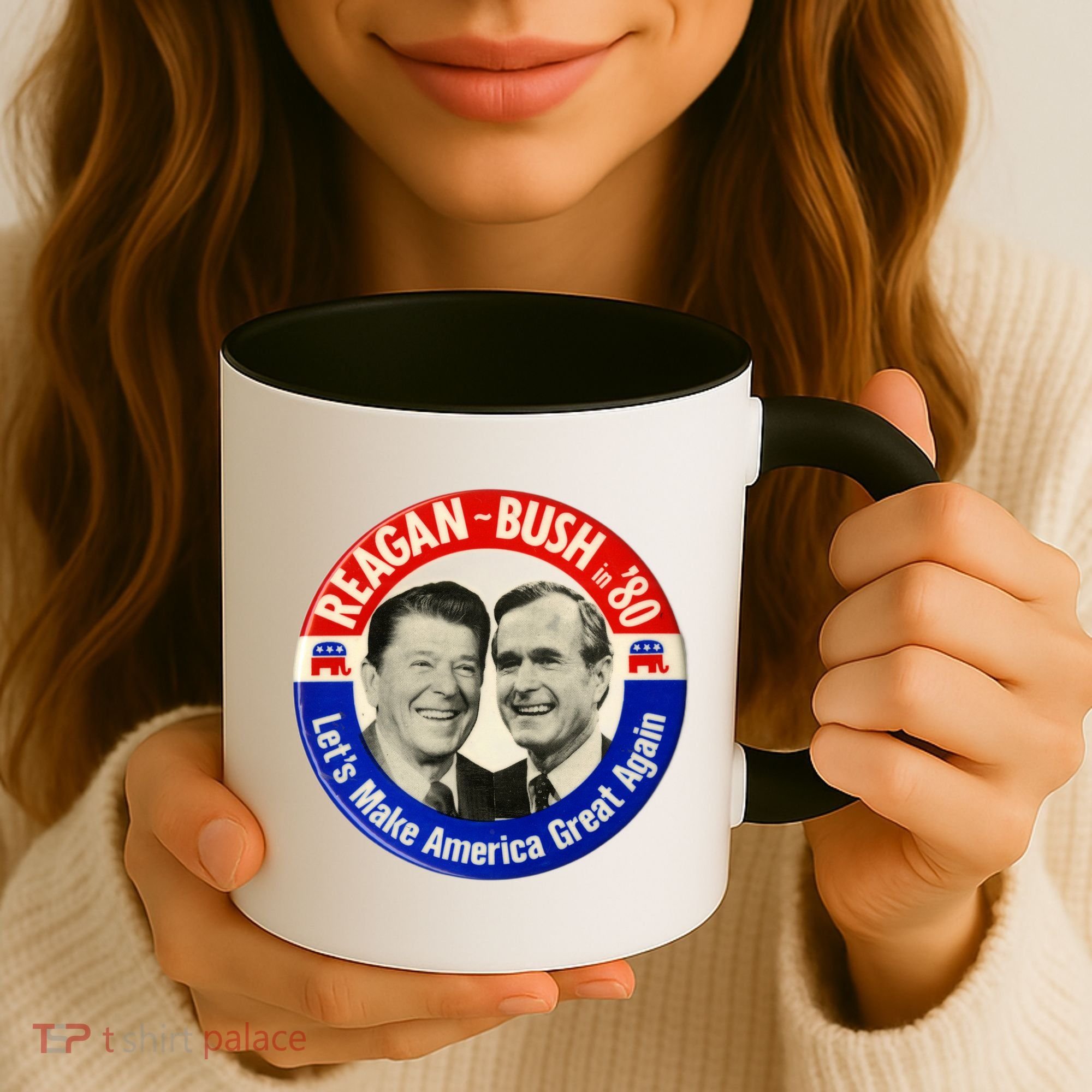 Reagan Bush 1980 Let's Make America Great Again Coffee Mug