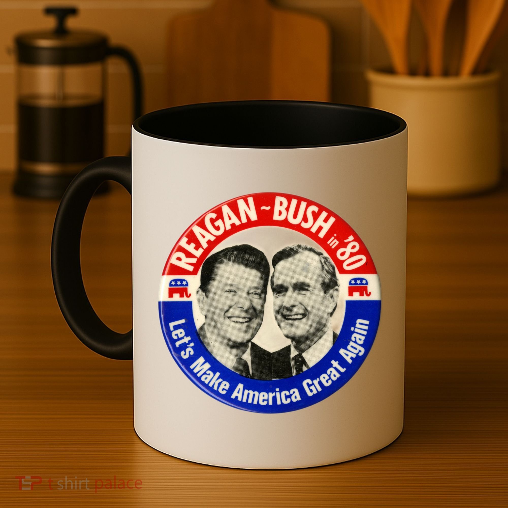 Reagan Bush 1980 Let's Make America Great Again Coffee Mug