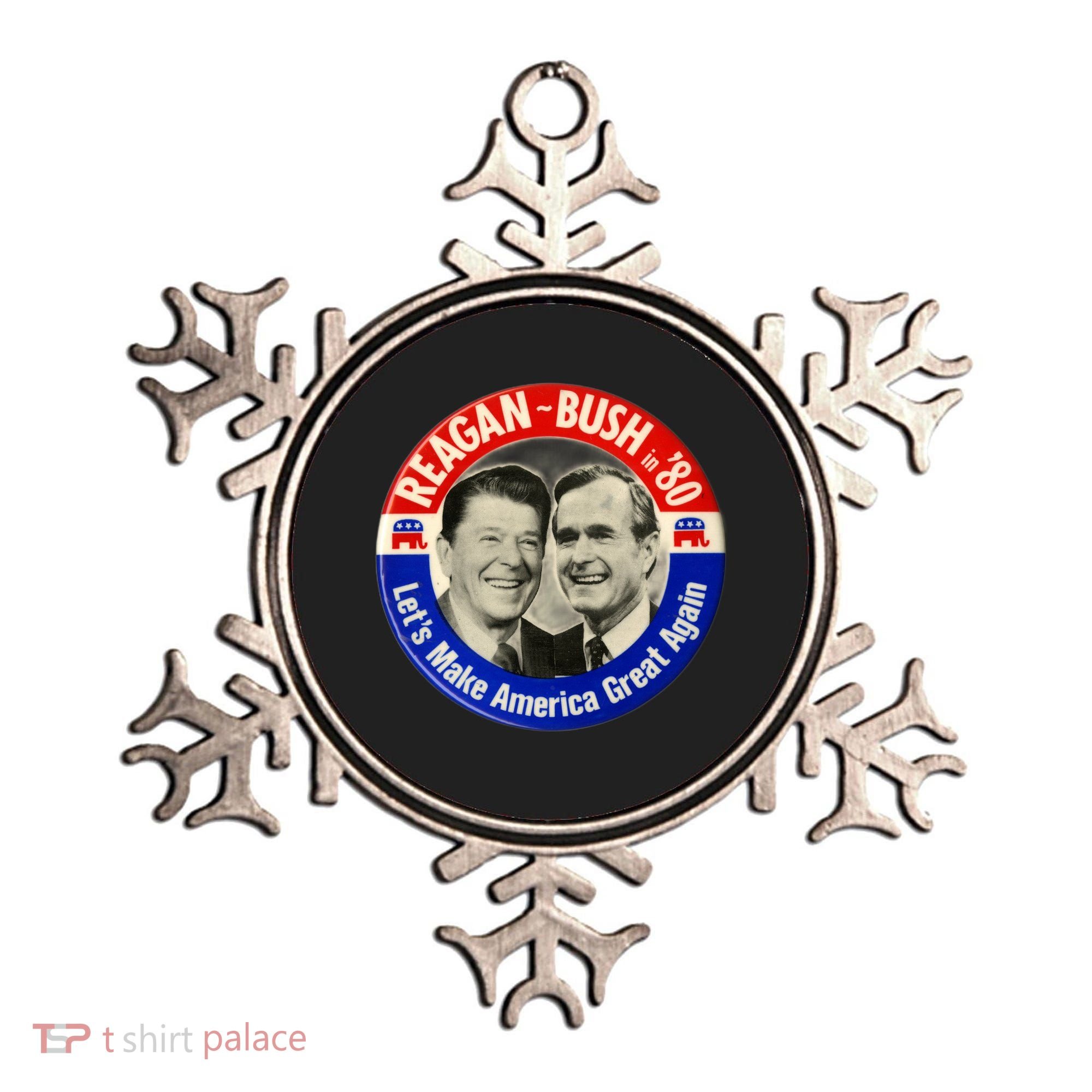 Reagan Bush 1980 Let's Make America Great Again Ornament