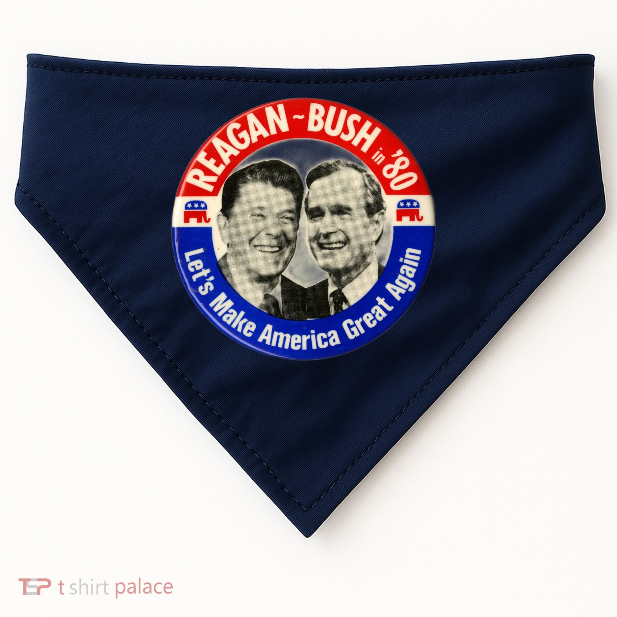 Reagan Bush 1980 Let's Make America Great Again USA-Made Doggie Bandana