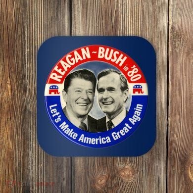 Reagan Bush 1980 Let's Make America Great Again Coaster