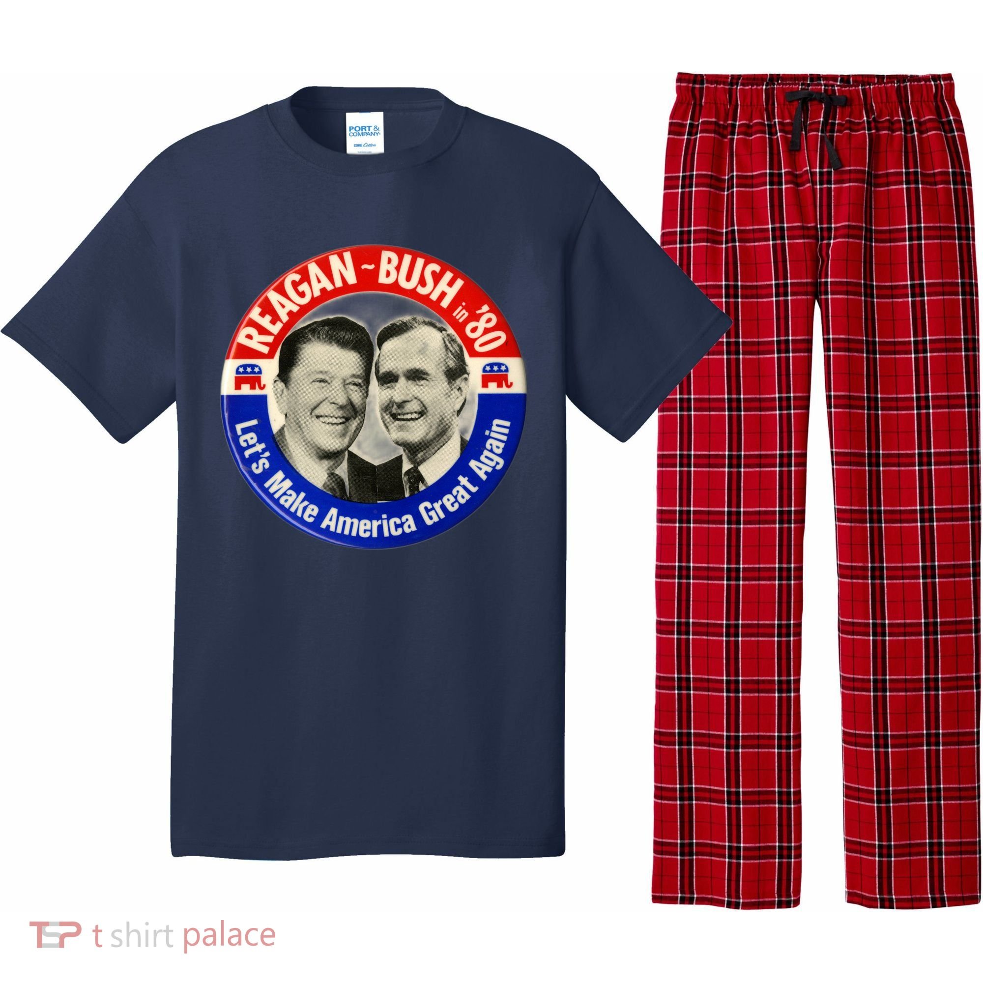Reagan Bush 1980 Let's Make America Great Again Pajama Set