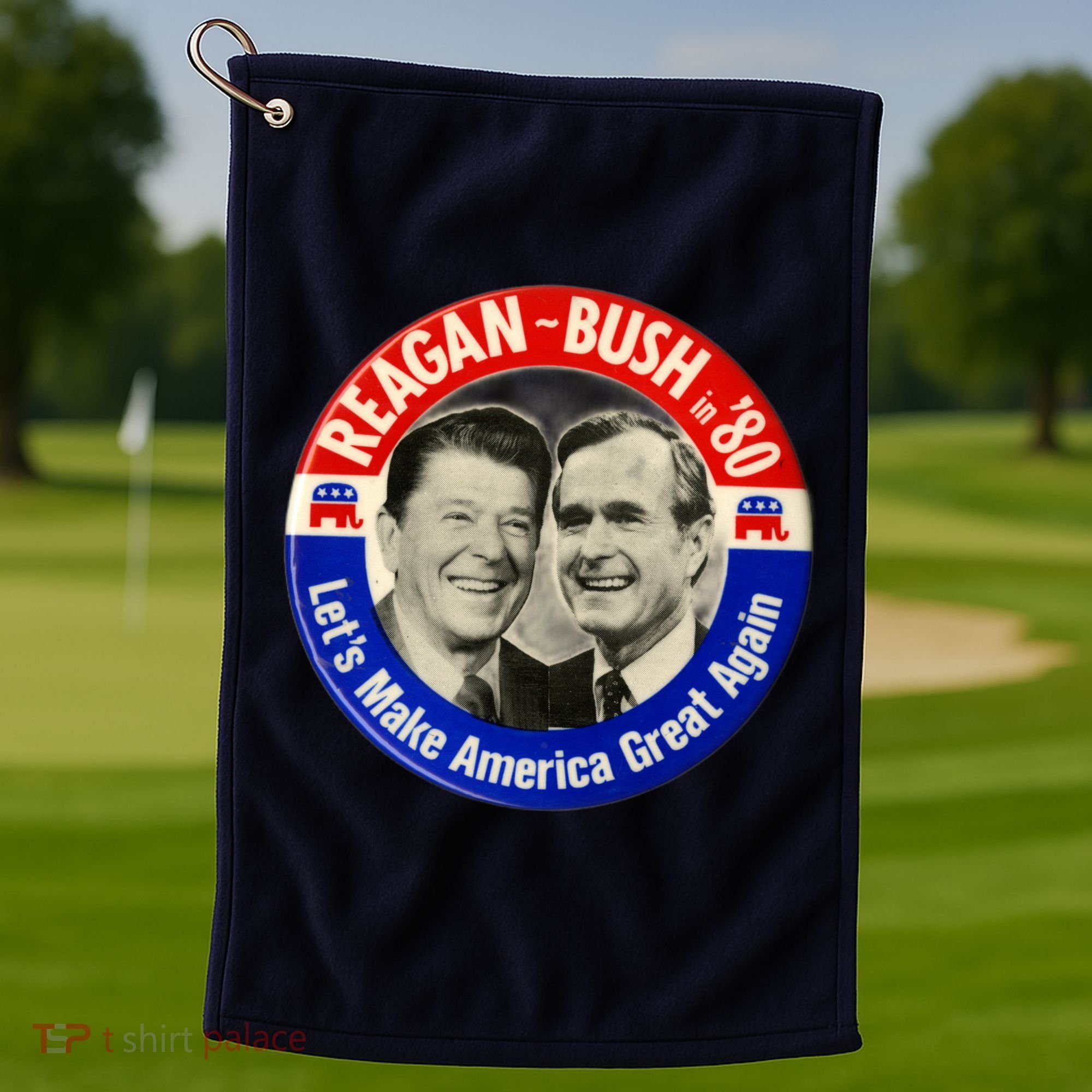 Reagan Bush 1980 Let's Make America Great Again Golf Towel