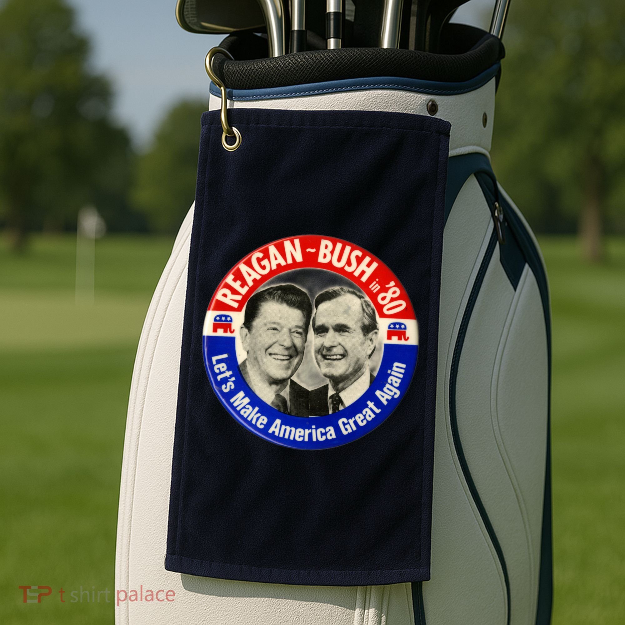 Reagan Bush 1980 Let's Make America Great Again Golf Towel