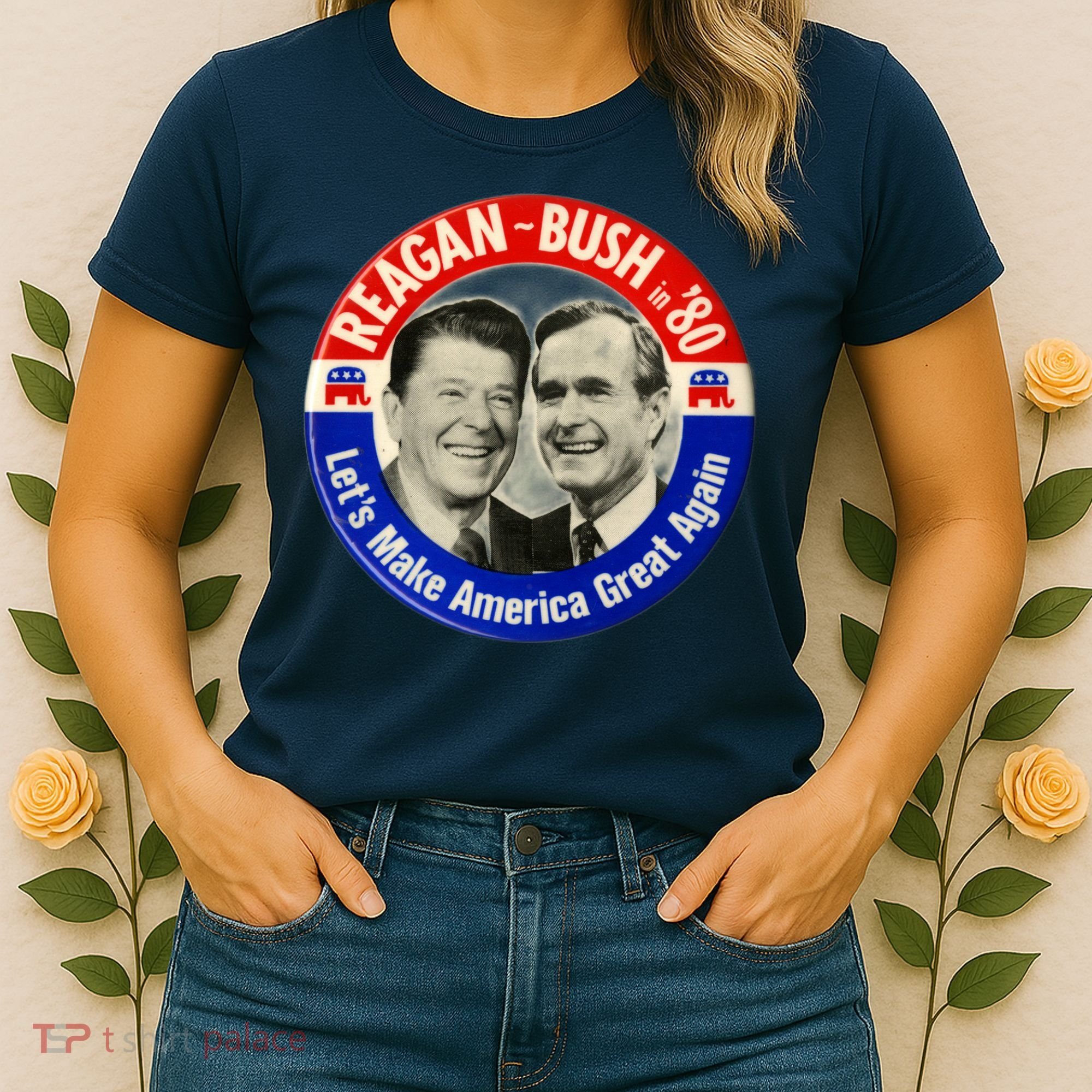 Reagan Bush 1980 Let's Make America Great Again Women's T-Shirt