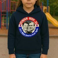 Reagan Bush 1980 Let's Make America Great Again Kids Hoodie thumb 3