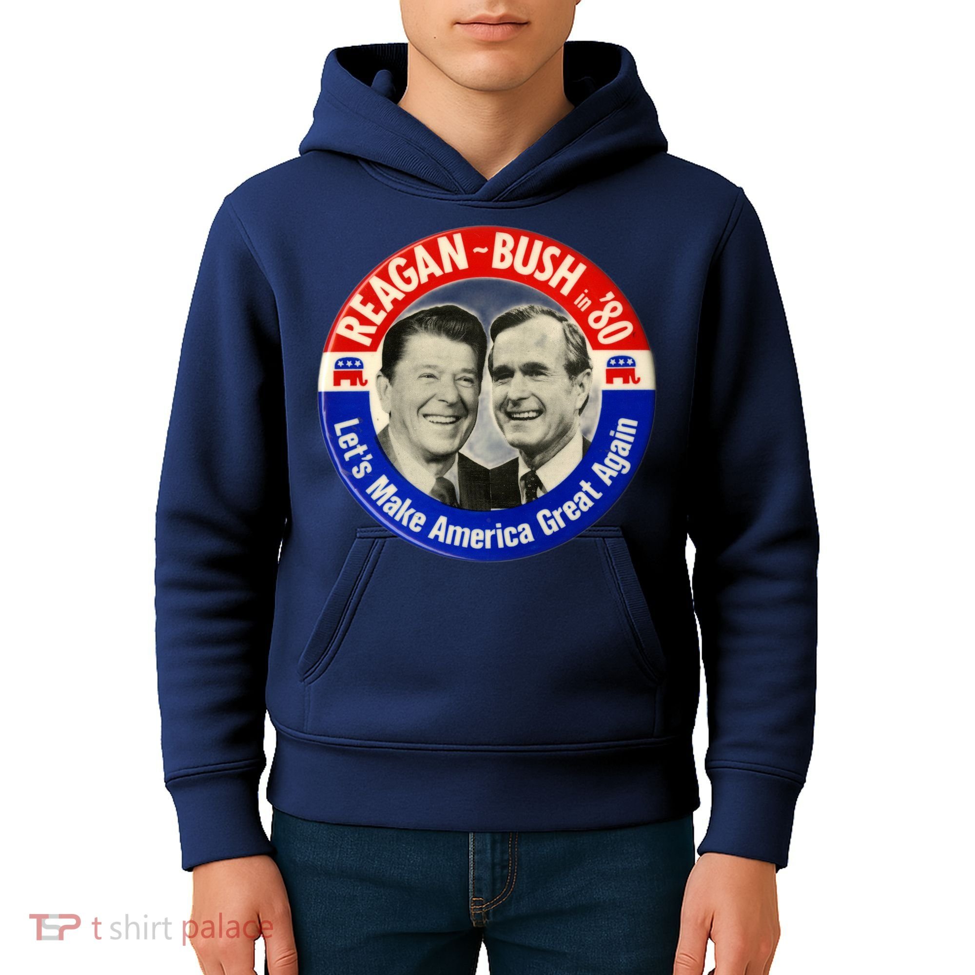 Reagan Bush 1980 Let's Make America Great Again Kids Hoodie