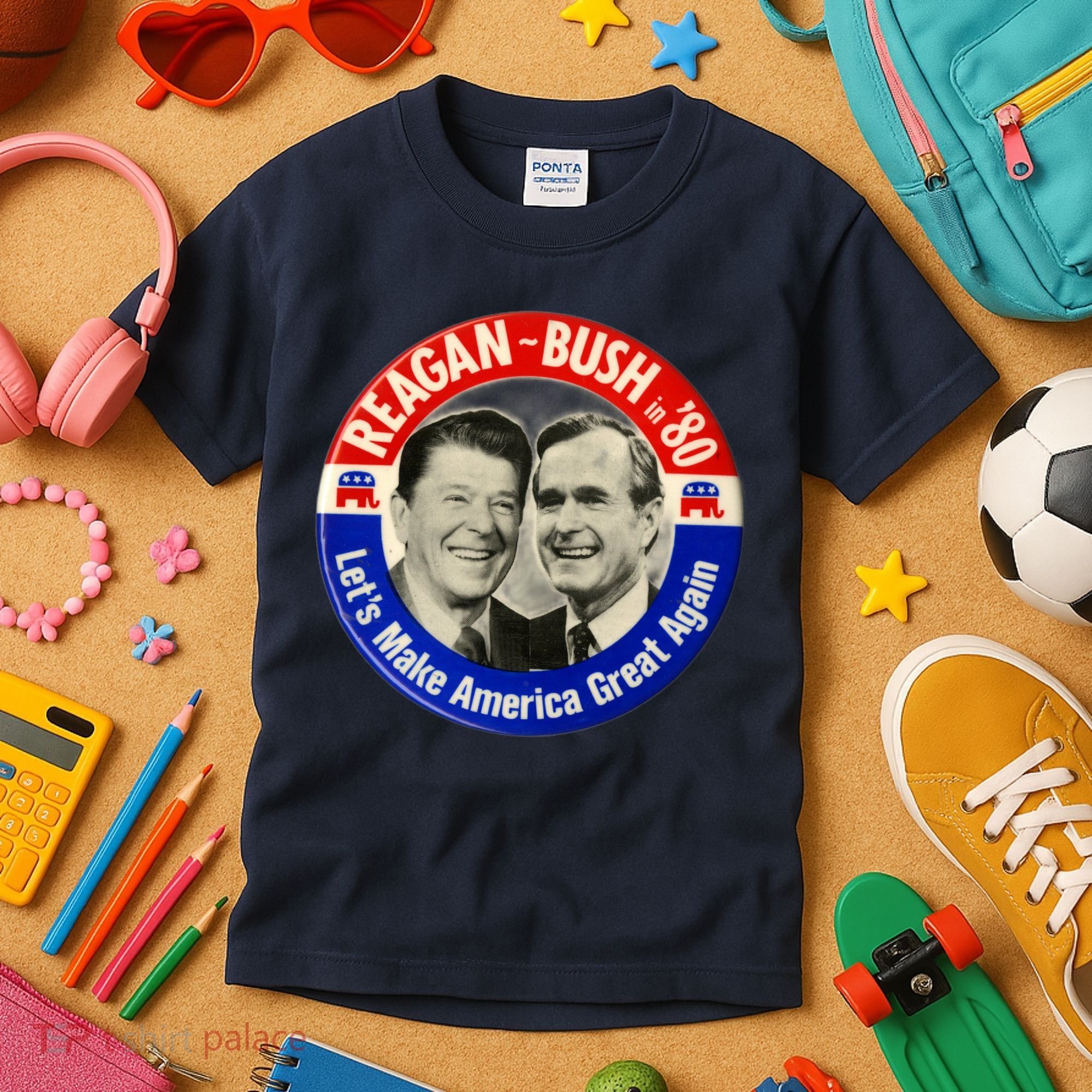 Reagan Bush 1980 Let's Make America Great Again Kids T-Shirt