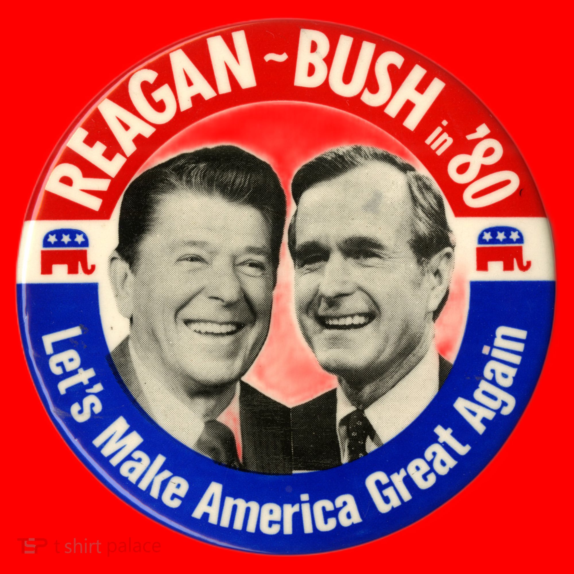 Reagan Bush 1980 Let's Make America Great Again Santa Hat