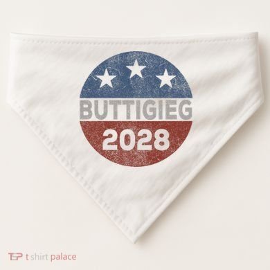 Retro Buddigieg 2028 Pete Buttigieg For President 2028 USA-Made Doggie Bandana