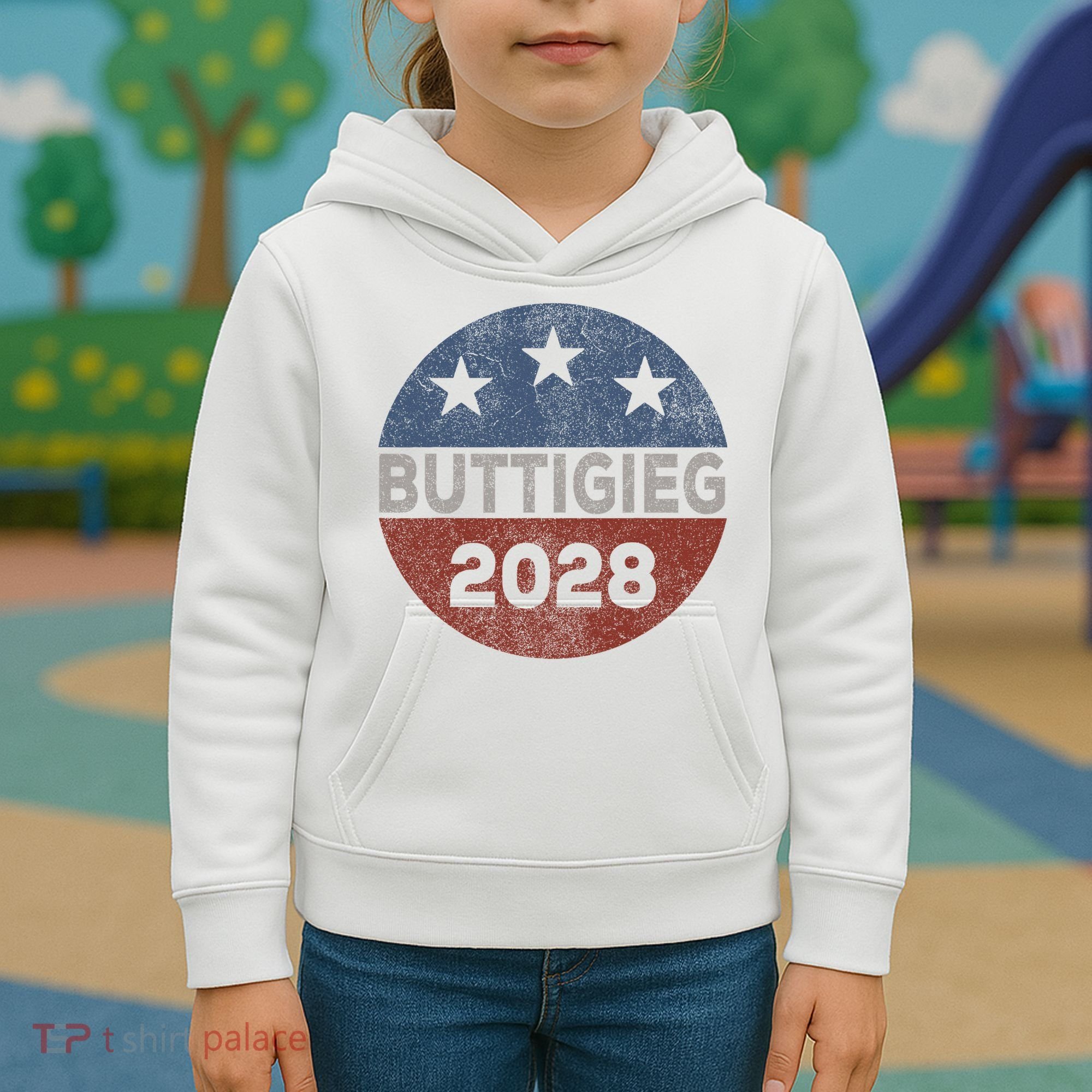 Retro Buddigieg 2028 Pete Buttigieg For President 2028 Kids Hoodie
