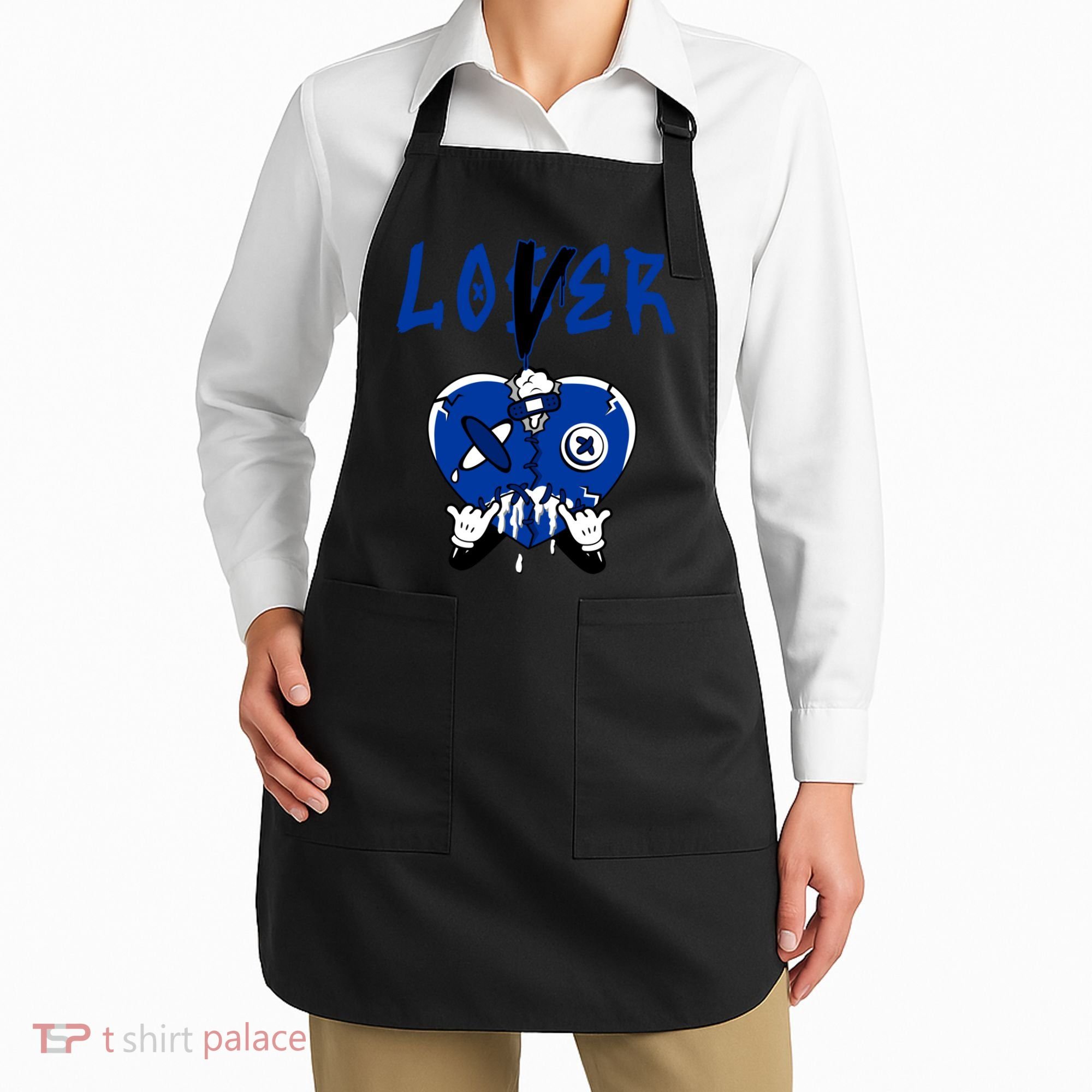 Racer Blue 5s Tee To Match Loser Lover Heart 5 Racer Blue Apron