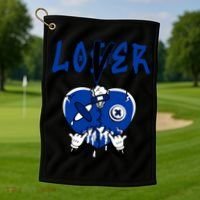 Racer Blue 5s Tee To Match Loser Lover Heart 5 Racer Blue Golf Towel thumb 1