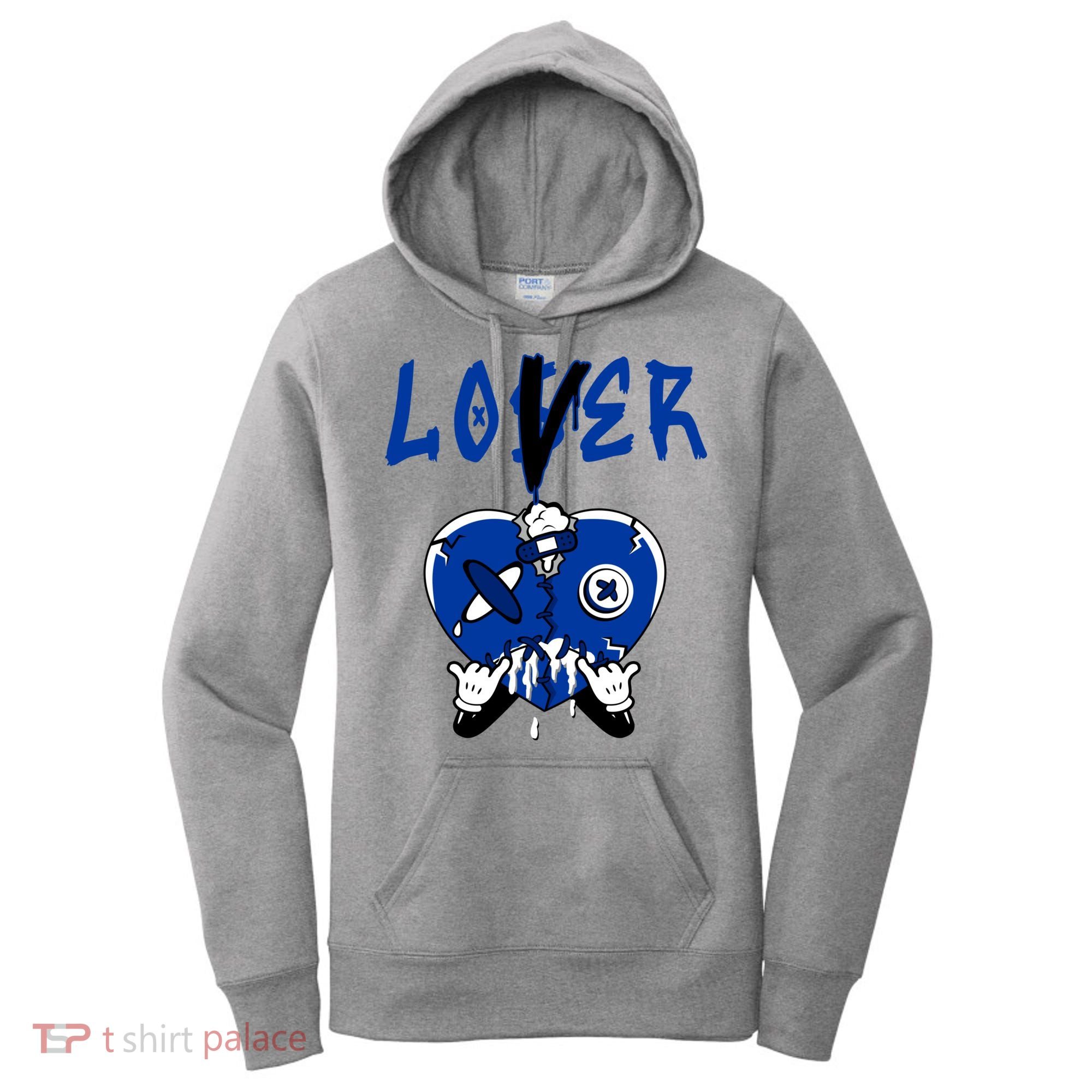 Racer Blue 5s Tee To Match Loser Lover Heart 5 Racer Blue Women's Hoodie