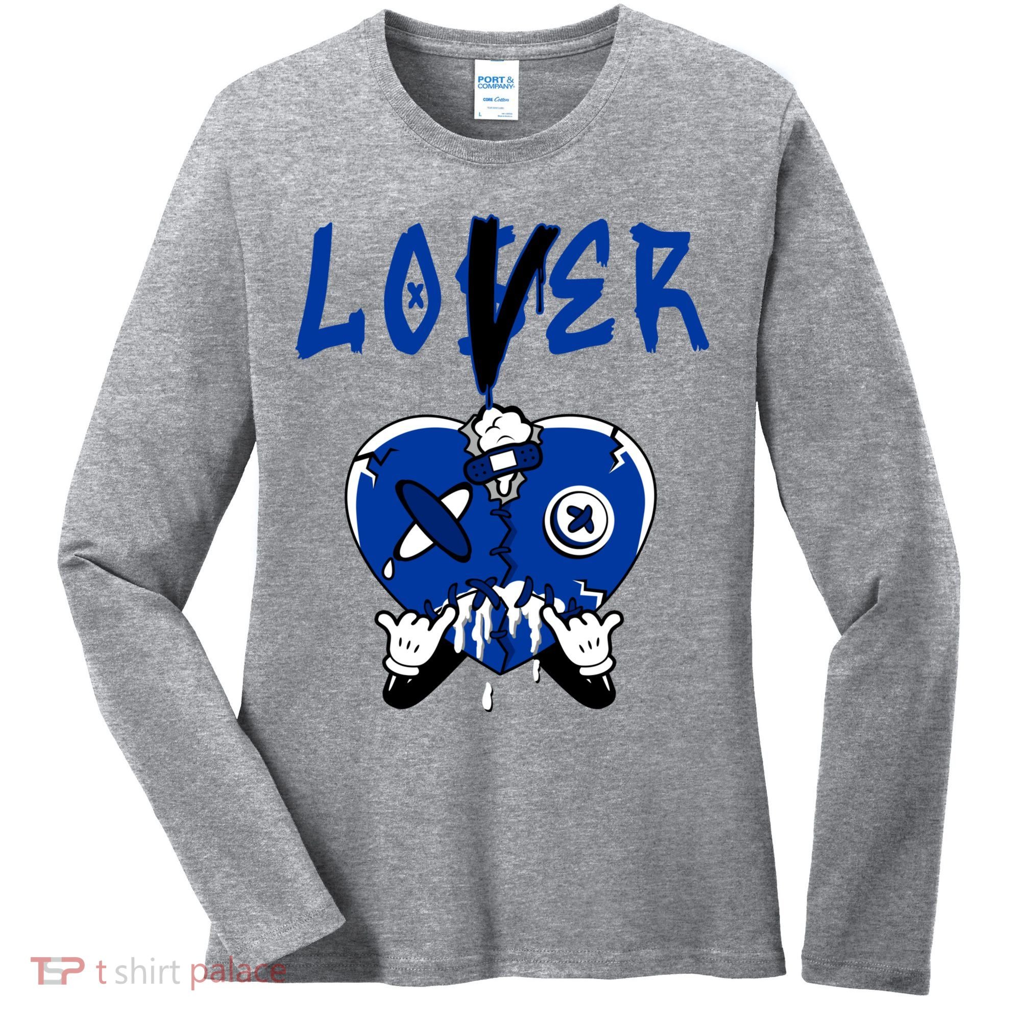 Racer Blue 5s Tee To Match Loser Lover Heart 5 Racer Blue Women's Long Sleeve Shirt